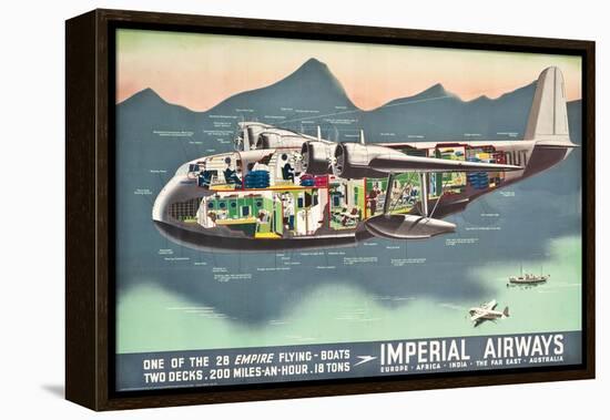 Advertising Poster for the 'Flying Boats' of Imperial Airways, 1937 (Offset Colour Lithograph)-null-Framed Premier Image Canvas