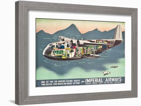 Advertising Poster for the 'Flying Boats' of Imperial Airways, 1937 (Offset Colour Lithograph)-null-Framed Giclee Print