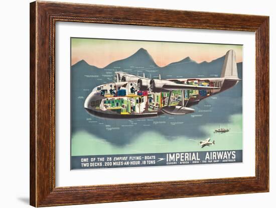 Advertising Poster for the 'Flying Boats' of Imperial Airways, 1937 (Offset Colour Lithograph)-null-Framed Giclee Print