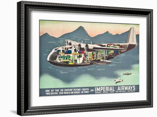 Advertising Poster for the 'Flying Boats' of Imperial Airways, 1937 (Offset Colour Lithograph)-null-Framed Giclee Print