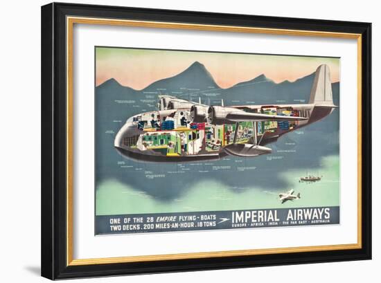 Advertising Poster for the 'Flying Boats' of Imperial Airways, 1937 (Offset Colour Lithograph)-null-Framed Giclee Print