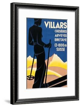 Advertising poster for Villars, Switzerland-Johannes Handschin-Framed Art Print