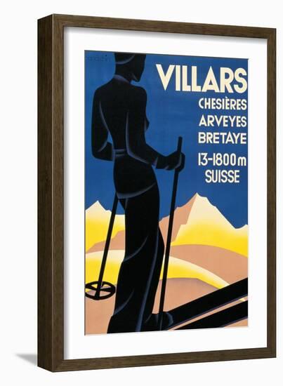 Advertising poster for Villars, Switzerland-Johannes Handschin-Framed Art Print