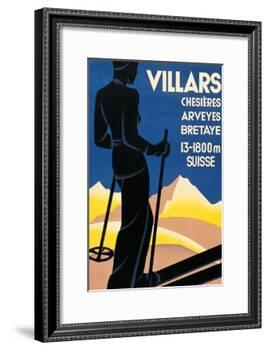 Advertising poster for Villars, Switzerland-Johannes Handschin-Framed Art Print