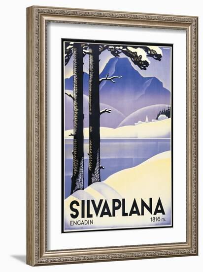 Advertising poster Silvaplana, Switzerland-Johannes Handschin-Framed Art Print