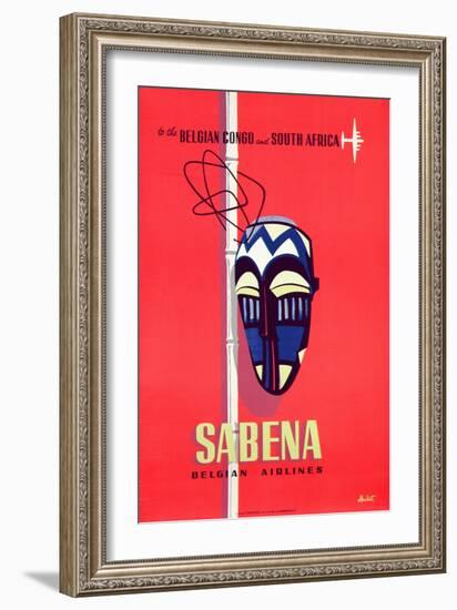 Advertising Sabena Belgian Airlines, printed at Litho Linsmo, c.1955-null-Framed Giclee Print