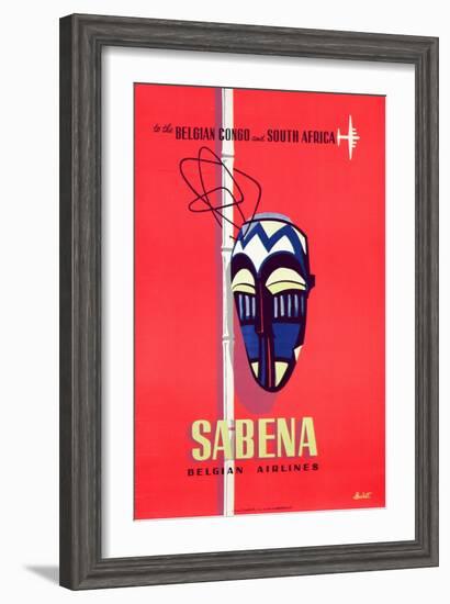 Advertising Sabena Belgian Airlines, printed at Litho Linsmo, c.1955-null-Framed Giclee Print