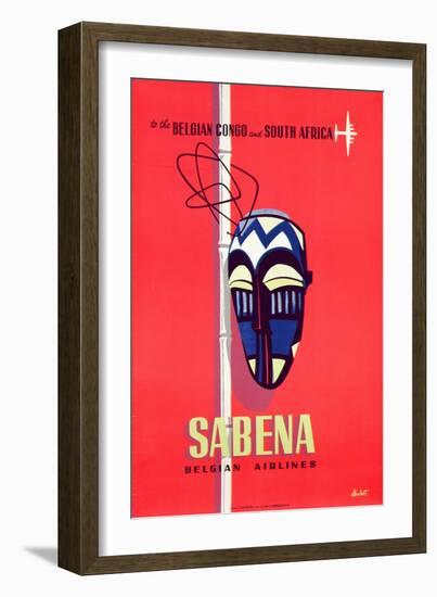 Advertising Sabena Belgian Airlines, printed at Litho Linsmo, c.1955-null-Framed Giclee Print