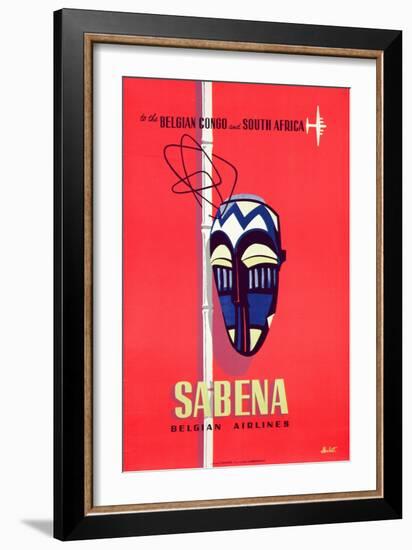 Advertising Sabena Belgian Airlines, printed at Litho Linsmo, c.1955-null-Framed Giclee Print