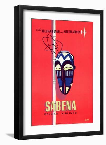 Advertising Sabena Belgian Airlines, printed at Litho Linsmo, c.1955-null-Framed Giclee Print