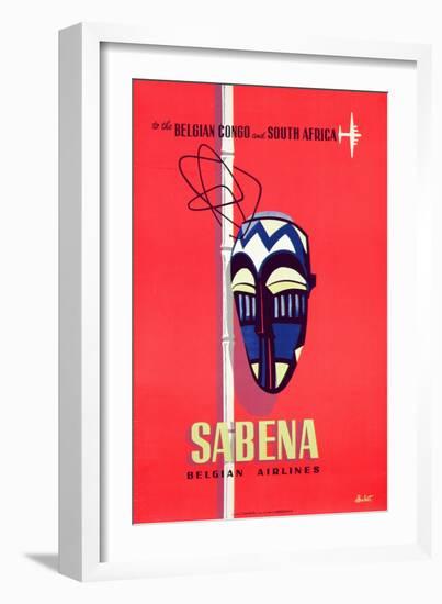 Advertising Sabena Belgian Airlines, printed at Litho Linsmo, c.1955-null-Framed Giclee Print