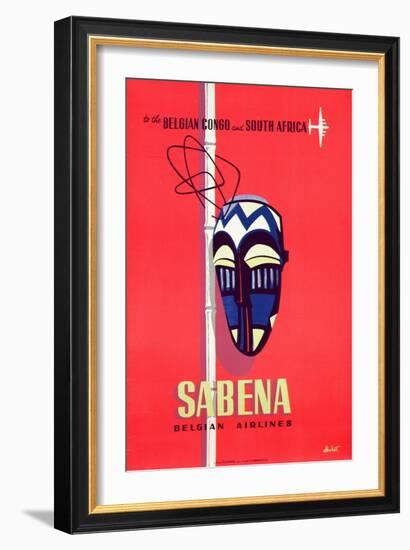 Advertising Sabena Belgian Airlines, printed at Litho Linsmo, c.1955-null-Framed Giclee Print