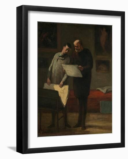 Advice to a Young Artist, 1865-68 (Oil on Canvas)-Honore Daumier-Framed Giclee Print