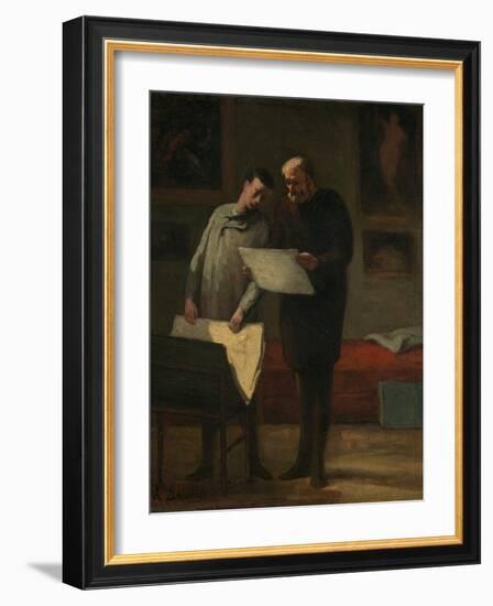 Advice to a Young Artist, 1865-68 (Oil on Canvas)-Honore Daumier-Framed Giclee Print