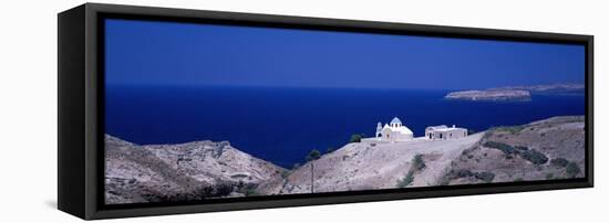 Aegean and Church Near Akrotiri Santorini Greece-null-Framed Stretched Canvas