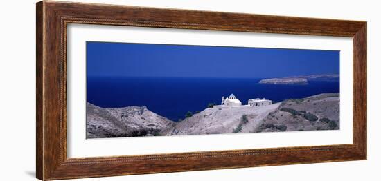 Aegean and Church Near Akrotiri Santorini Greece--Framed Photographic Print