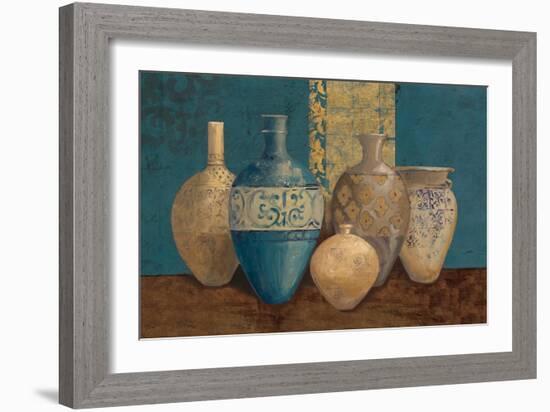 Aegean Vessels on Turquoise-Avery Tillmon-Framed Premium Giclee Print