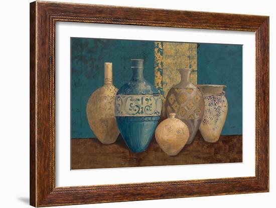 Aegean Vessels on Turquoise-Avery Tillmon-Framed Premium Giclee Print