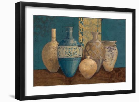 Aegean Vessels on Turquoise-Avery Tillmon-Framed Premium Giclee Print