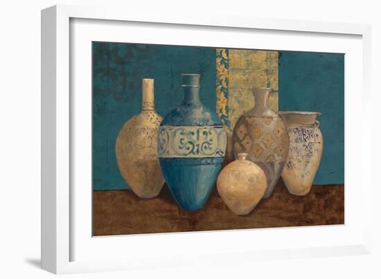 Aegean Vessels on Turquoise-Avery Tillmon-Framed Premium Giclee Print