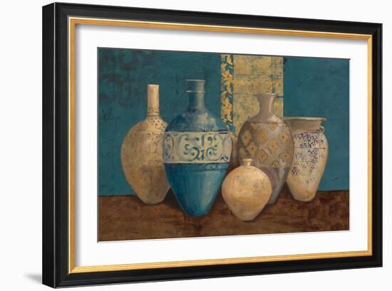 Aegean Vessels on Turquoise-Avery Tillmon-Framed Premium Giclee Print