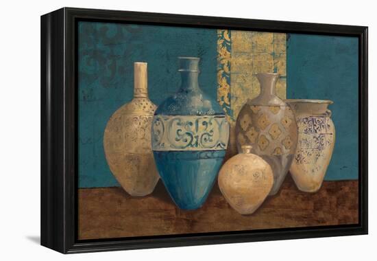 Aegean Vessels on Turquoise-Avery Tillmon-Framed Stretched Canvas