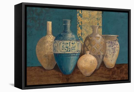 Aegean Vessels on Turquoise-Avery Tillmon-Framed Stretched Canvas