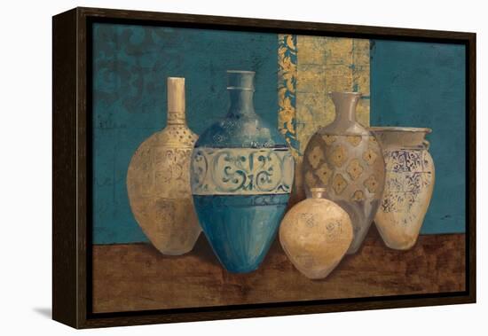 Aegean Vessels on Turquoise-Avery Tillmon-Framed Stretched Canvas