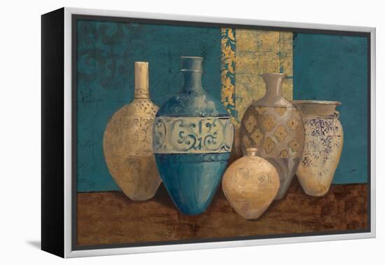 Aegean Vessels on Turquoise-Avery Tillmon-Framed Stretched Canvas