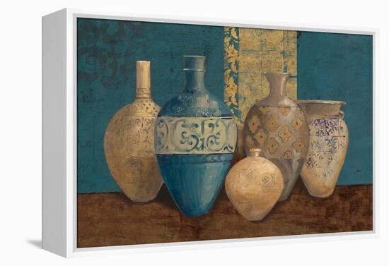Aegean Vessels on Turquoise-Avery Tillmon-Framed Stretched Canvas