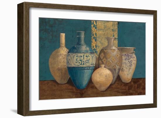 Aegean Vessels on Turquoise-Avery Tillmon-Framed Art Print