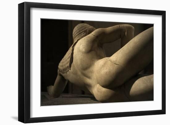 Aegina West Pediment. 500-490 BC. Detail of Fallen Trojan Warrior. Temple of Aphaia. Greece-null-Framed Giclee Print