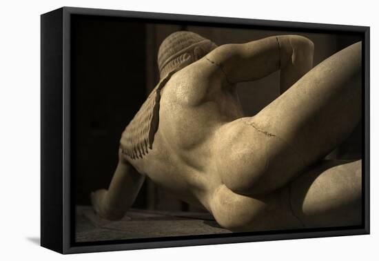 Aegina West Pediment. 500-490 BC. Detail of Fallen Trojan Warrior. Temple of Aphaia. Greece-null-Framed Premier Image Canvas