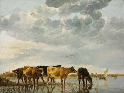 Aelbert Cuyp: The river with windmills in the distance | Sea