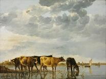 Peasants and Cattle by the River Merwede, C.1655-60-Aelbert Cuyp-Giclee Print