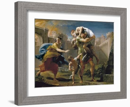 Aeneas and His Family Fleeing Troy-Pompeo Batoni-Framed Art Print