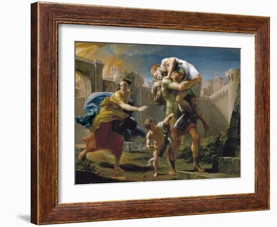 Aeneas and His Family Fleeing Troy-Pompeo Batoni-Framed Art Print