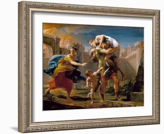 Aeneas and his family running away from the city of Troy-Pompeo Girolamo Batoni-Framed Giclee Print