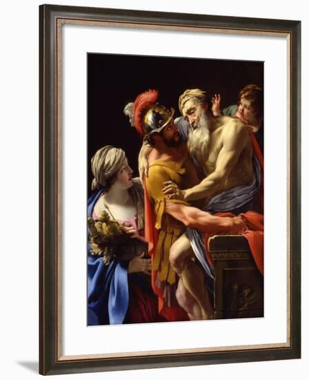 Æneas and His Father Fleeing Troy, C.1635-Simon Vouet-Framed Giclee Print