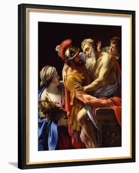 Æneas and His Father Fleeing Troy, C.1635-Simon Vouet-Framed Giclee Print