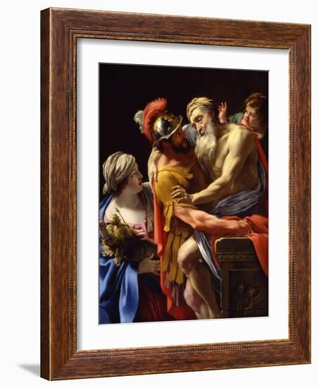 Æneas and His Father Fleeing Troy, C.1635-Simon Vouet-Framed Giclee Print