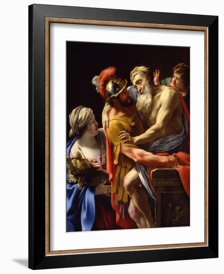 Æneas and His Father Fleeing Troy, C.1635-Simon Vouet-Framed Giclee Print