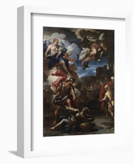 Aeneas Defeats Turnus, 1688-Luca Giordano-Framed Giclee Print