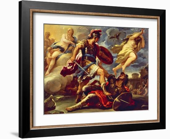 Aeneas Defeats Turnus-Luca Giordano-Framed Giclee Print