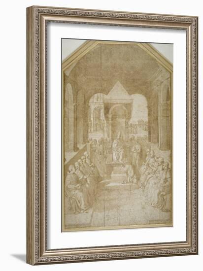 Aeneas Piccolomini Kissing the Slipper of Pope Eugenius, after Pinturicchio-null-Framed Giclee Print