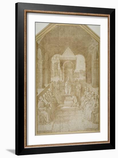 Aeneas Piccolomini Kissing the Slipper of Pope Eugenius, after Pinturicchio-null-Framed Giclee Print