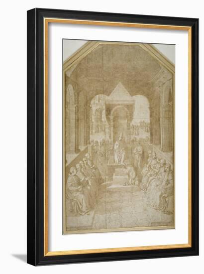 Aeneas Piccolomini Kissing the Slipper of Pope Eugenius, after Pinturicchio-null-Framed Giclee Print