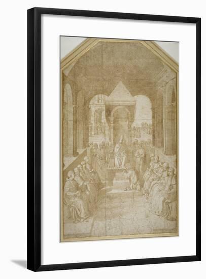 Aeneas Piccolomini Kissing the Slipper of Pope Eugenius, after Pinturicchio-null-Framed Giclee Print