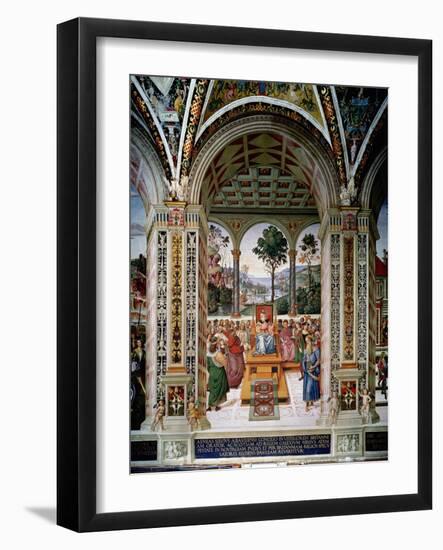 Aeneas Sylvius Piccolomini (1405-64) Delivers an Oration before King James I of Scotland…-Bernardino di Betto Pinturicchio-Framed Giclee Print