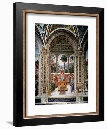 Aeneas Sylvius Piccolomini (1405-64) Delivers an Oration before King James I of Scotland…-Bernardino di Betto Pinturicchio-Framed Giclee Print